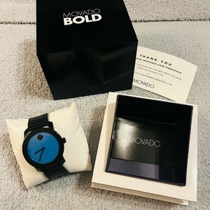 Movado Bold Blue Face 42mm watch - like NEW!